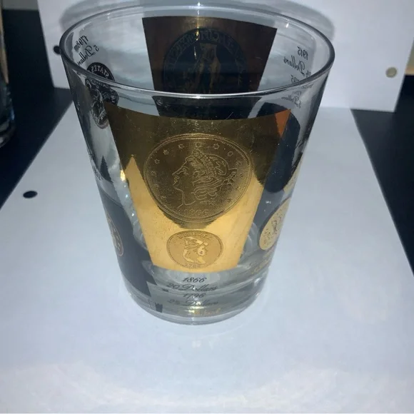 MCM Libby Black/Gold Coin Barware Whiskey Glasses (8) - Picture 5 of 7